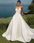 Sexy Spaghetti Straps Satin Wedding Dresses with Bow 2019 A-line Wedding Gowns Stylish